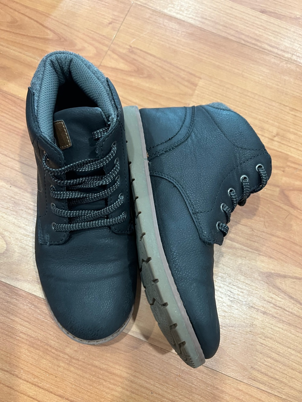 Sonoma Black Kids Lace-Up Ankle Boots with Tan Sole